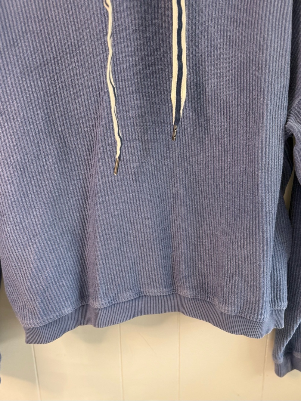 Aerie Cozy Ribbed Hoodie in Dusty Blue, Size L - Picture 2 of 5